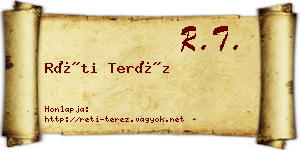 Réti Teréz névjegykártya